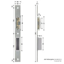 Hörmann Schließblech Für Hauptschloss THP/FSTHP DIN Links -Haus Garage Verkauf 276986 hoermann schliessblech fuer hauptschloss thp fsthp din links bemassung