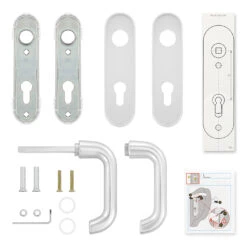 Hörmann Drückergarnitur D110 Kurzschild PZ, Alu -Haus Garage Verkauf 449910 hoermann drueckergarnitur mit kurzschild pz gelocht alu lieferumfang